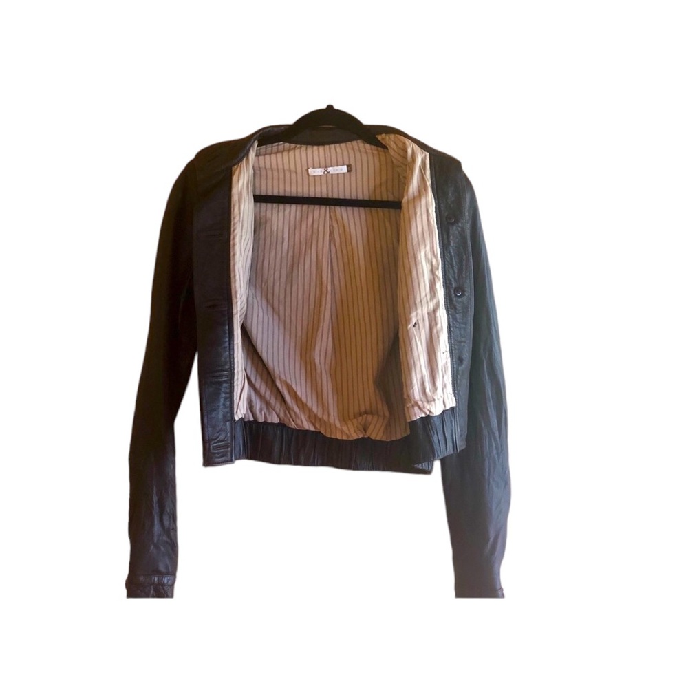 Mike & Chris Genuine Brown leather Bomber Aviator Jacket with pockets and Hoodie